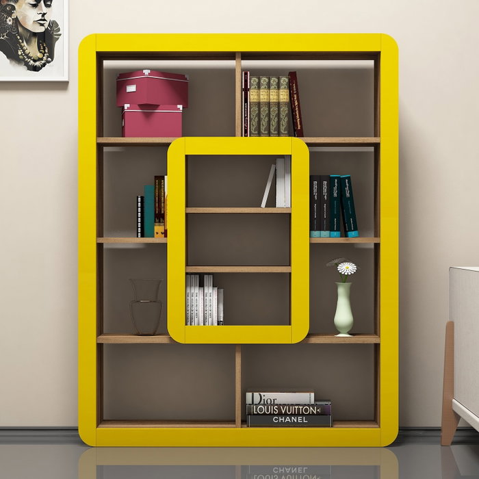 Hanah Home Orkide Estantería Nogal y Amarillo Hanah Home Orkide Estantería Nogal y Amarillo